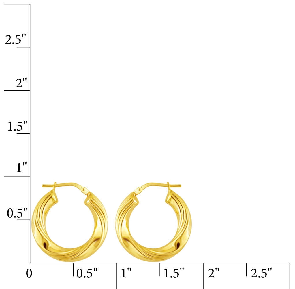 Brilliance Fine Jewelry Women's 14K Gold Plated Sterling Silver Twisted Ribbed Hoop Adults Earrings - Image 4