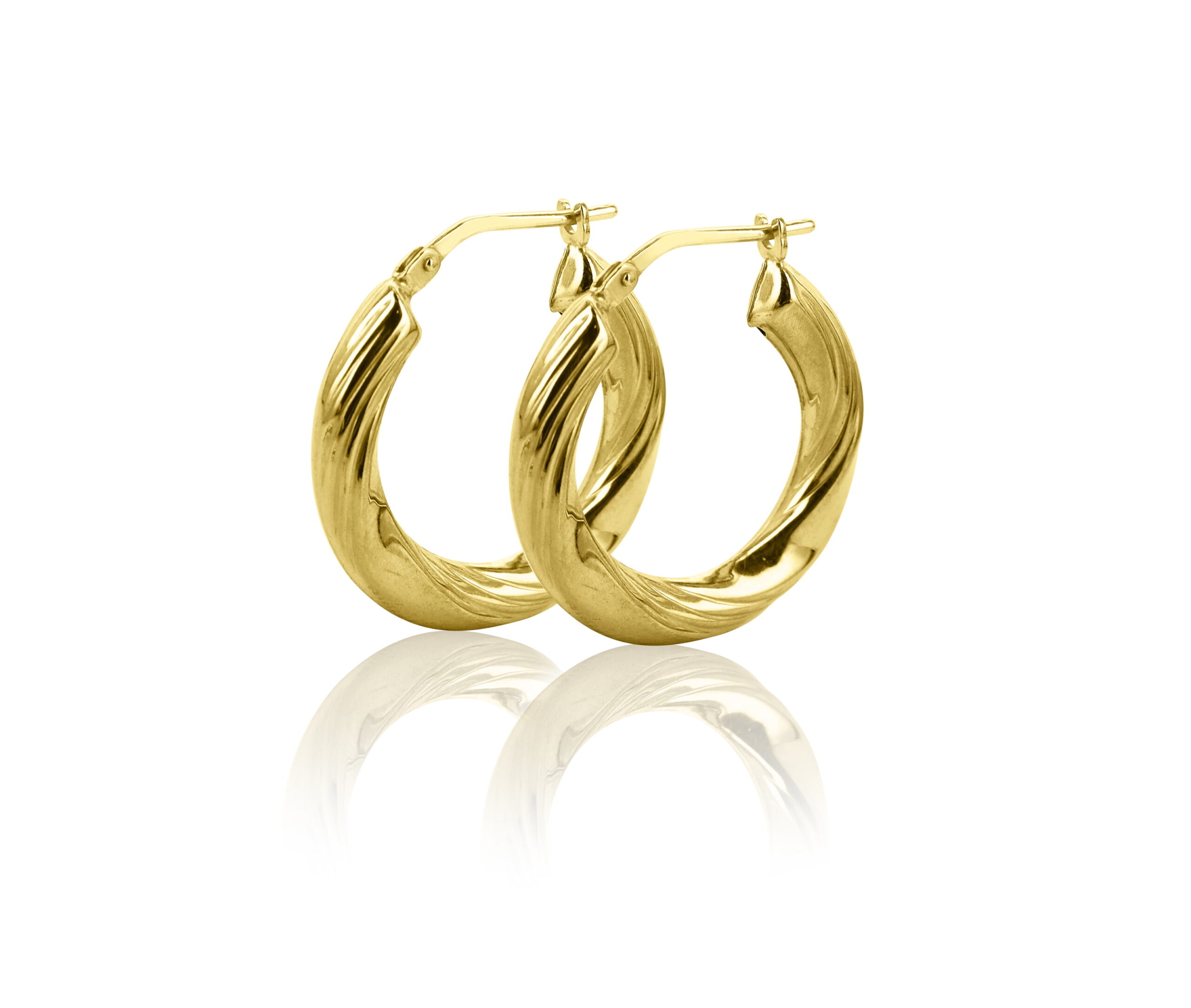 Brilliance Fine Jewelry Women's 14K Gold Plated Sterling Silver Twisted Ribbed Hoop Adults Earrings - Image 3