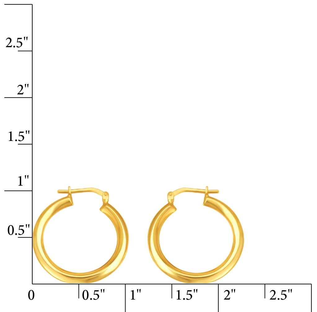 Brilliance Fine Jewelry Women's 14K Gold Plated Sterling Silver Yellow and Tri Color Round Hoop Earrings Set - Image 4