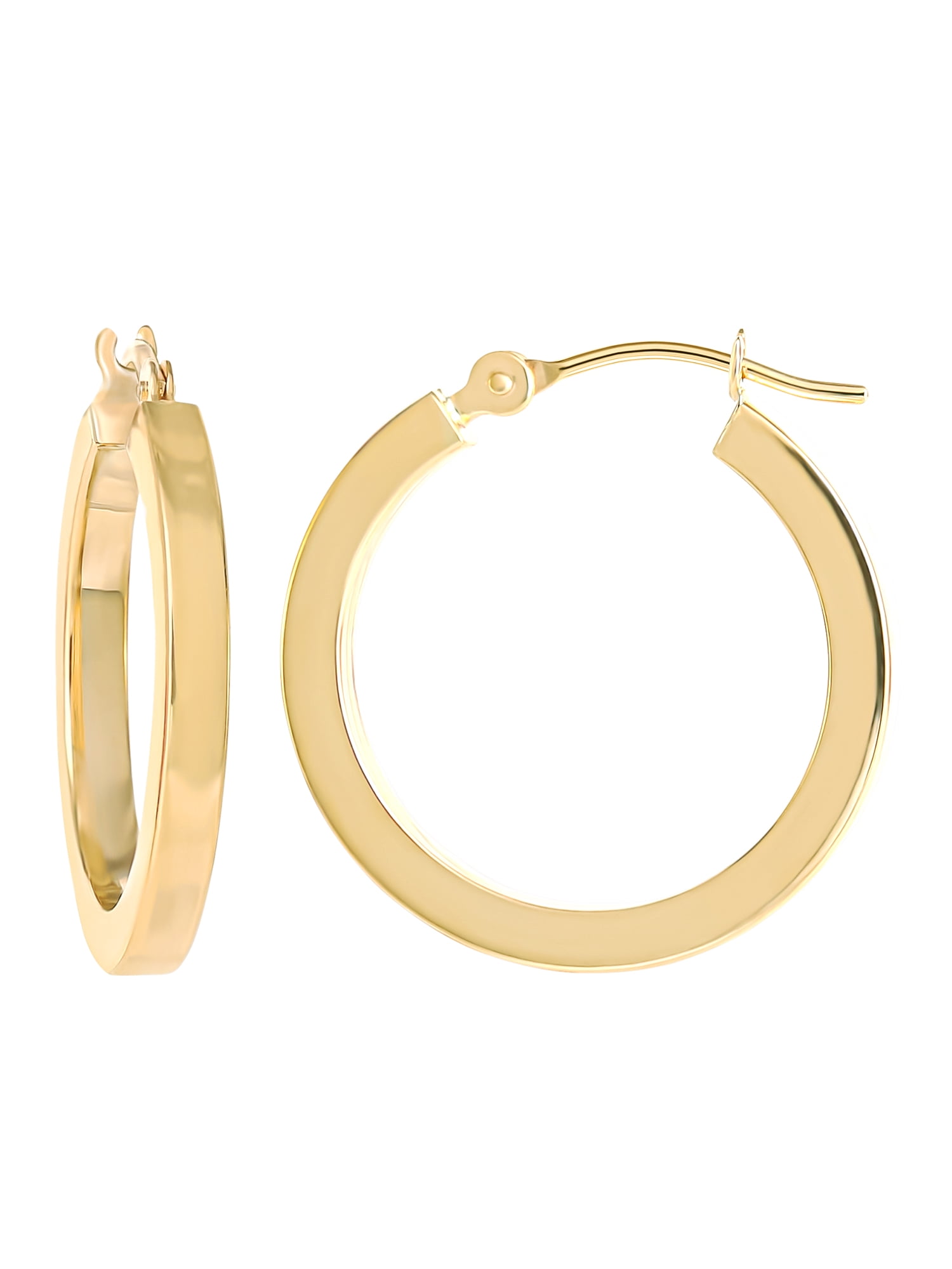 Brilliance Fine Jewelry Women’s 14K Yellow Gold Square Tube Hoop Earrings - Image 3