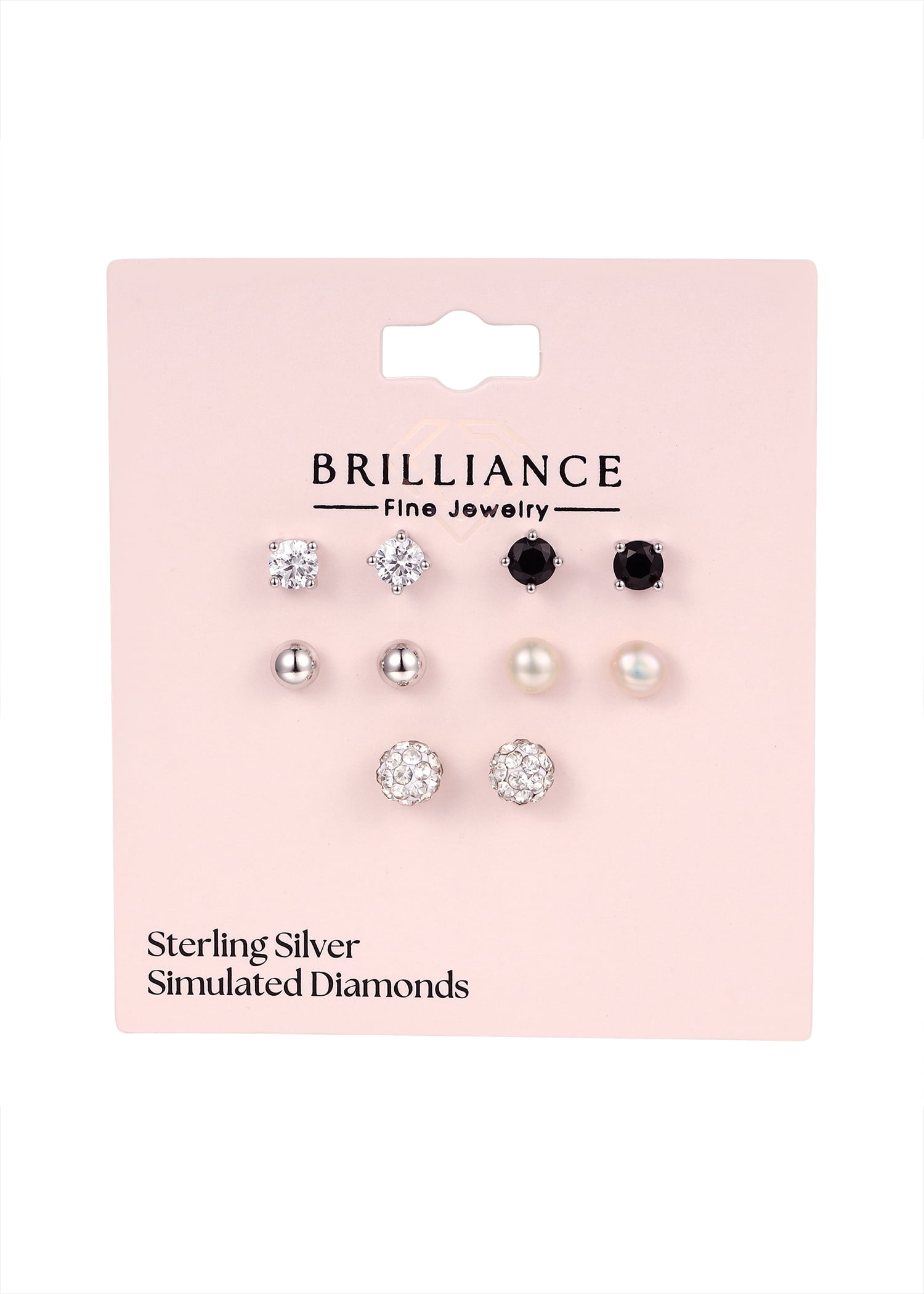 Brilliance Fine Jewelry Women's Simulated Diamond 5 Pair Multi Stone Set in Sterling Silver - Image 3