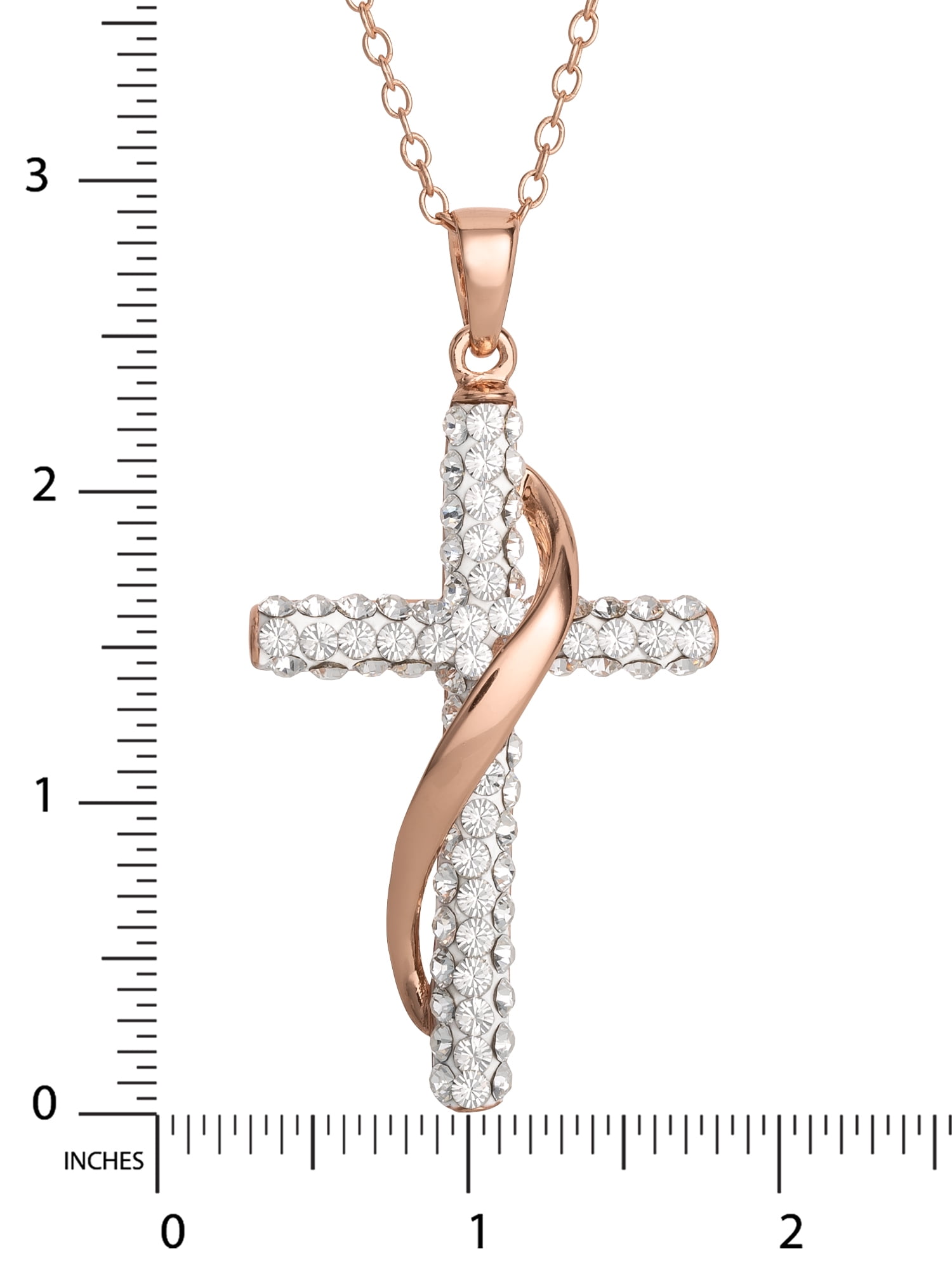 Brilliance Fine Jewelry Women's Sterling Silver 14KT Gold Plated Crystal Cross Pendant Necklace, 18" chain - Image 2