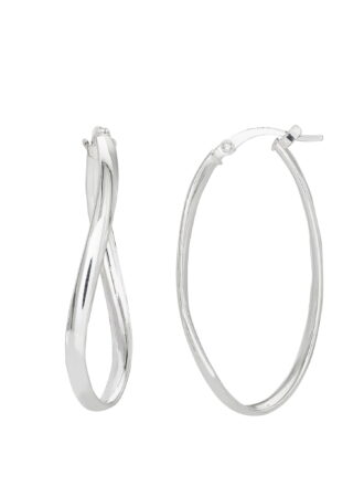 Brilliance Fine Jewelry Women's Sterling Silver Oval Twist Hoop Earrings