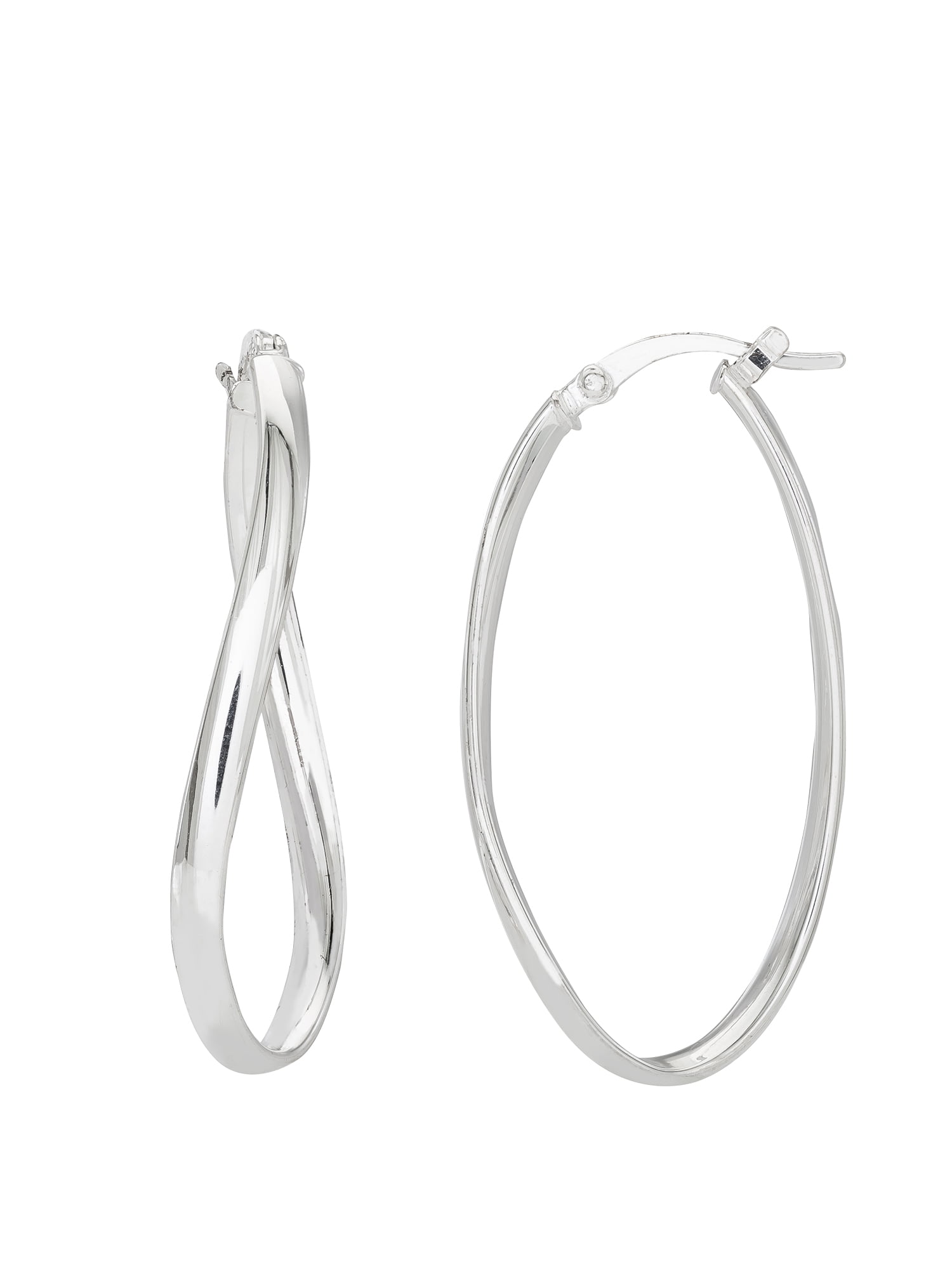 Brilliance Fine Jewelry Women's Sterling Silver Oval Twist Hoop Earrings