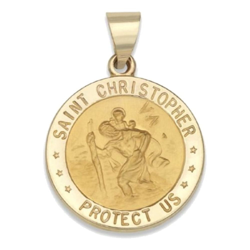 Brilliance Fine Jewelry14 KT Yellow Gold Saint Christopher Medal Round Religious Pendant