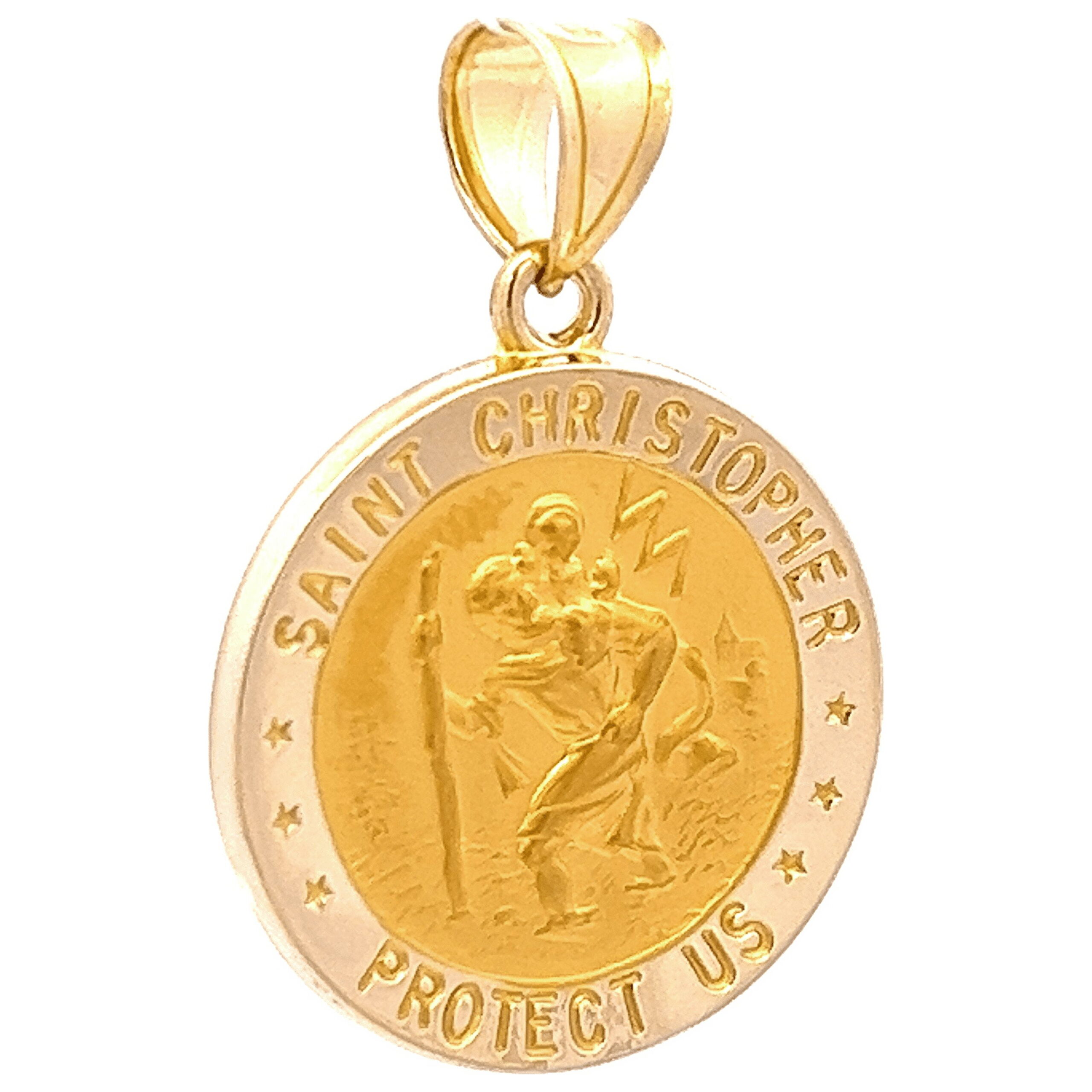 Brilliance Fine Jewelry14 KT Yellow Gold Saint Christopher Medal Round Religious Pendant - Image 2