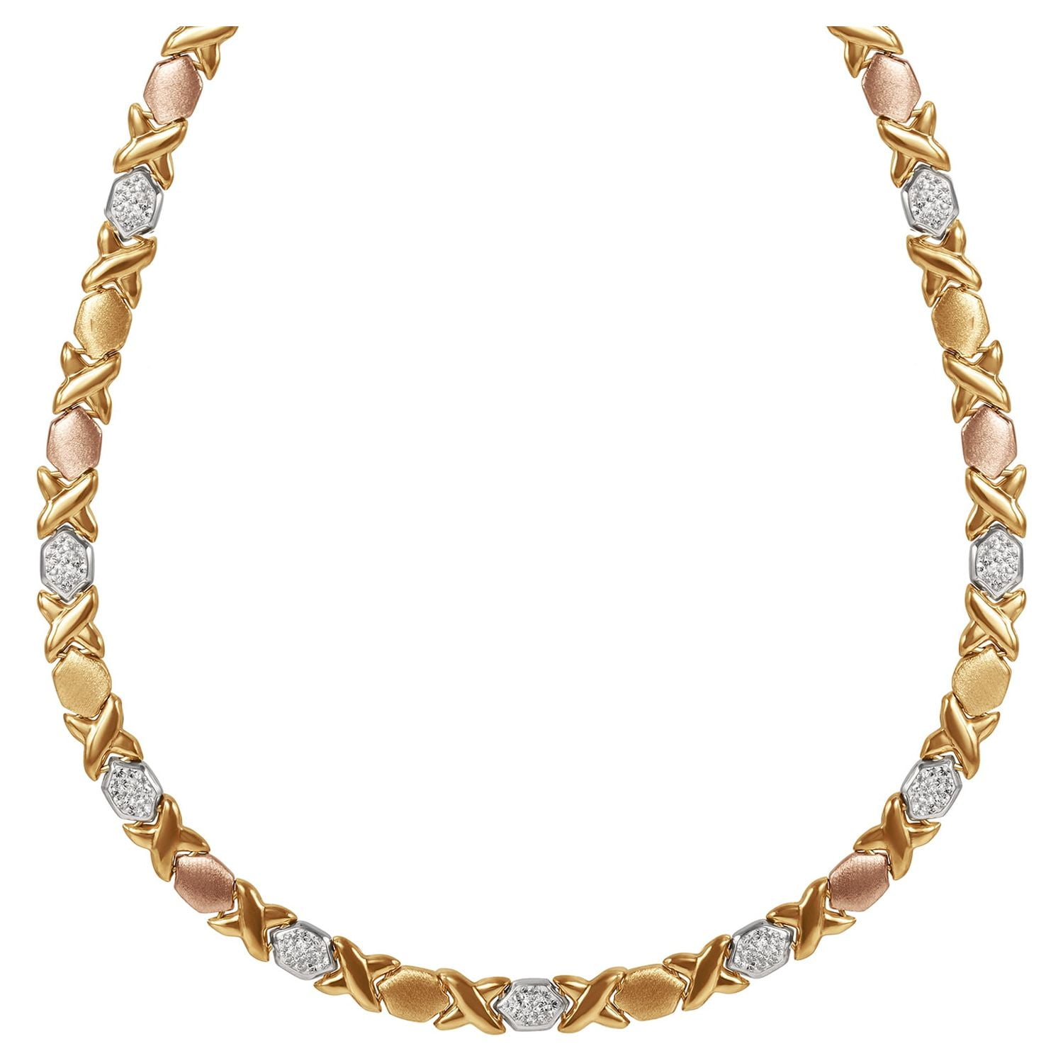 Brilliance Fine Women's Hugs and Kisses Gold-Plated Sterling Silver Necklace, 17.5 Inches