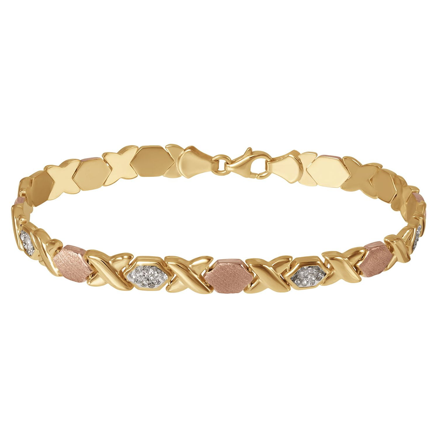 Brilliance Fine- Women's Jewelry Hugs and Kisses Gold over Sterling Silver Bracelet - Image 3