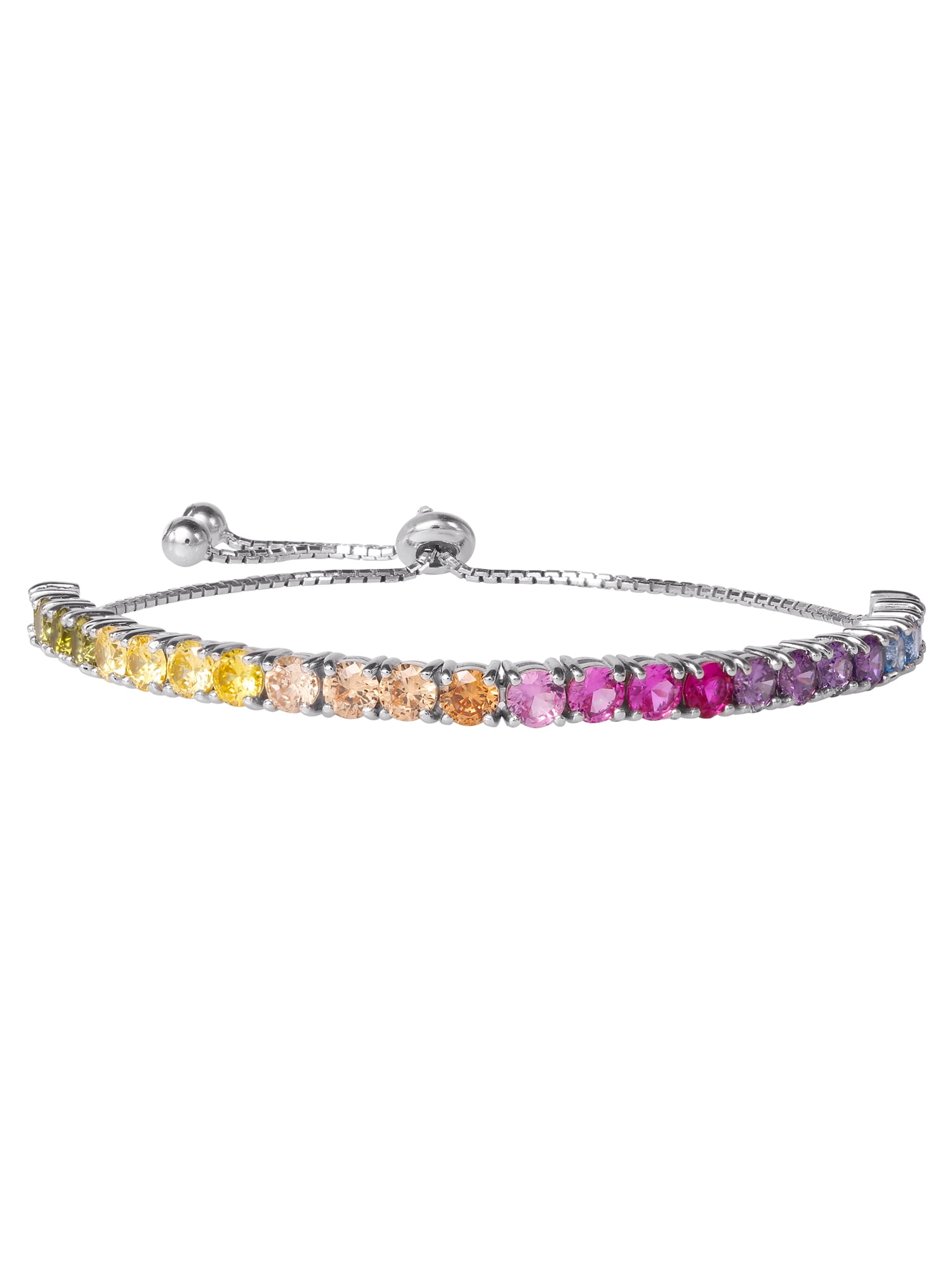 Brilliance Fine Women's Jewelry Sterling Silver Multi Simulated Diamond Bolo Adustable Bracelet