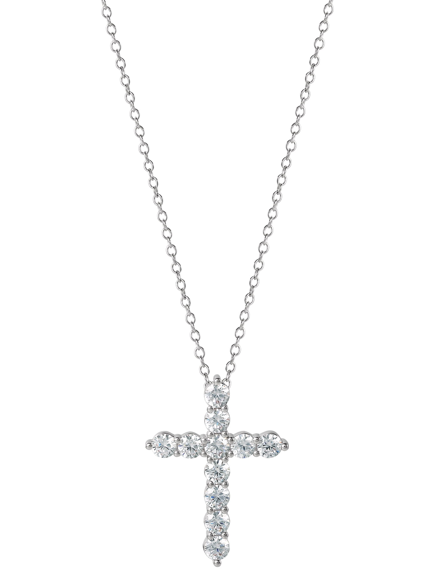 Brilliance Fine- Women's Silver Plated Brass Cubic Zirconia Cross Pendant, 18" + 2" Ext Chain - Image 4