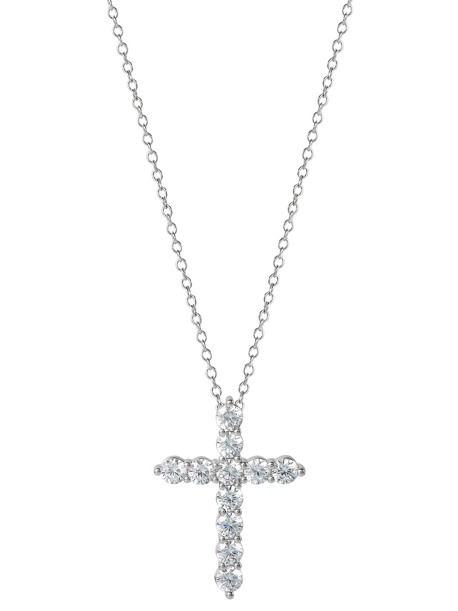 Brilliance Fine- Women's Silver Plated Brass Cubic Zirconia Cross Pendant, 18" + 2" Ext Chain - Image 5
