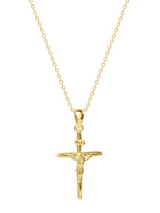 Brilliance Fine Women's Sterling Silver 14KT Gold Plated Crucifix Pendant Necklace, 18 Inch Chain