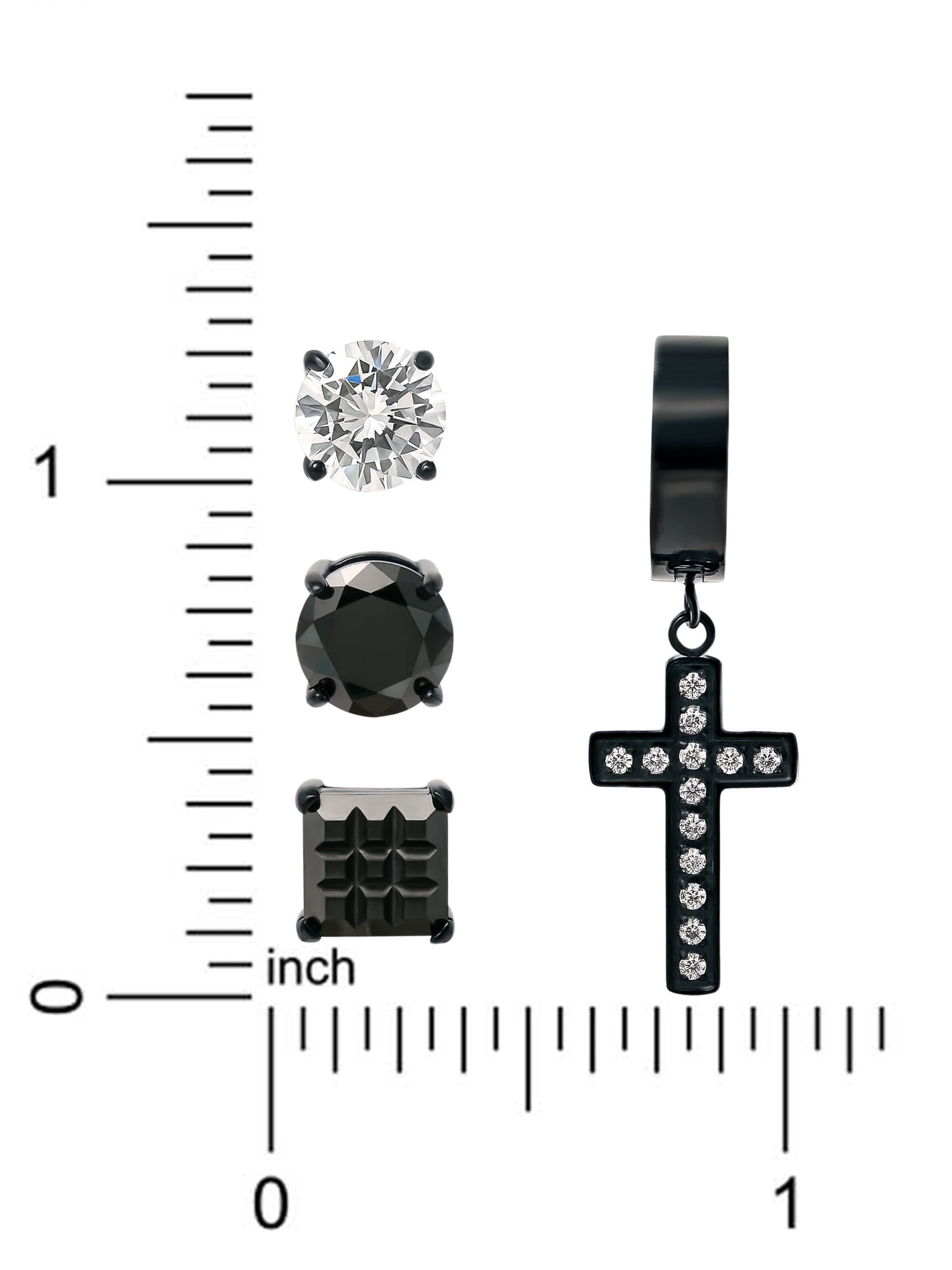Brilliance Jewelry Women's Stainless Steel Black Plated CZ Singlet Earring Set - Image 2