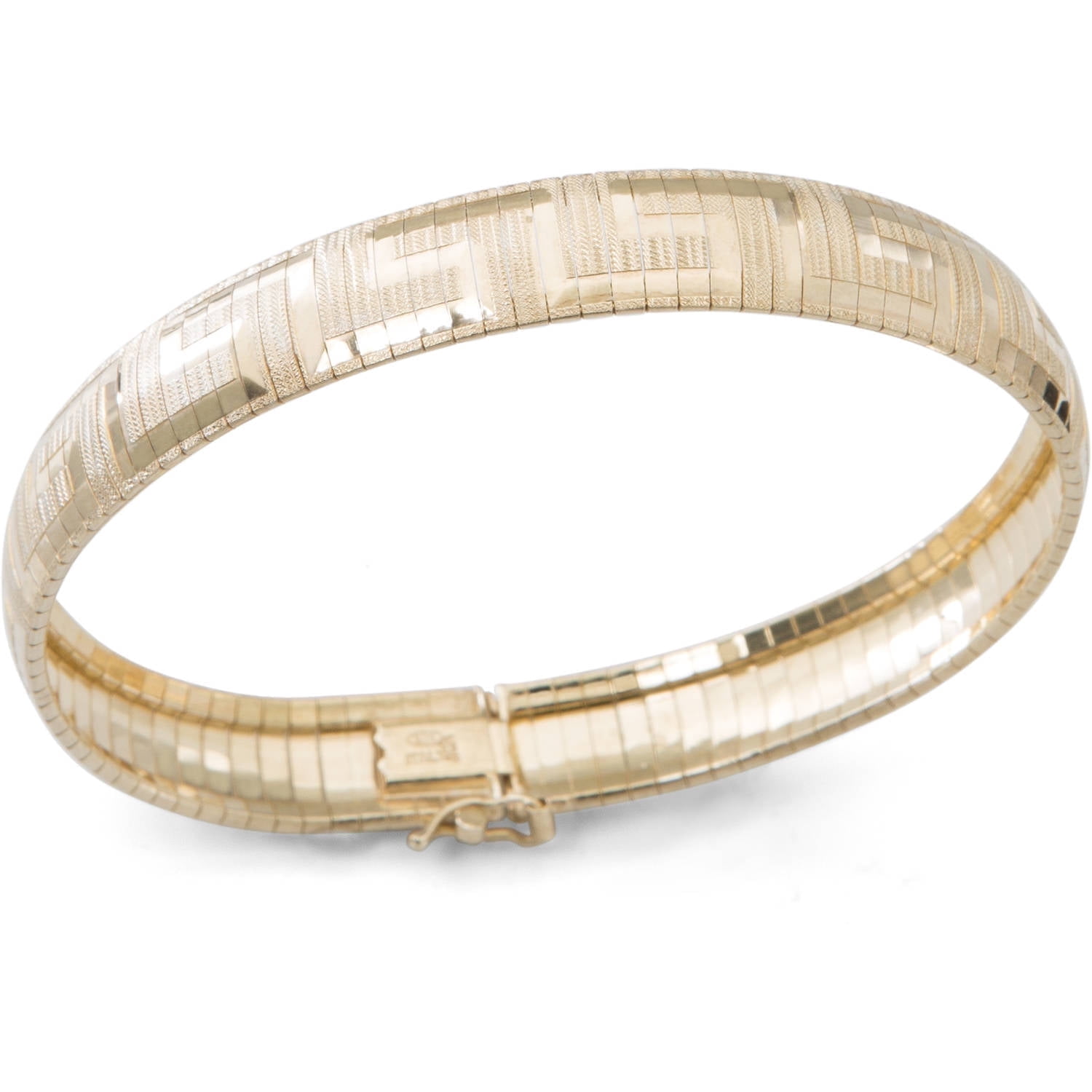 Brilliance Women's 10-Inch Greek Pattern Gold over Sterling Silver Omega Bracelet - Image 2