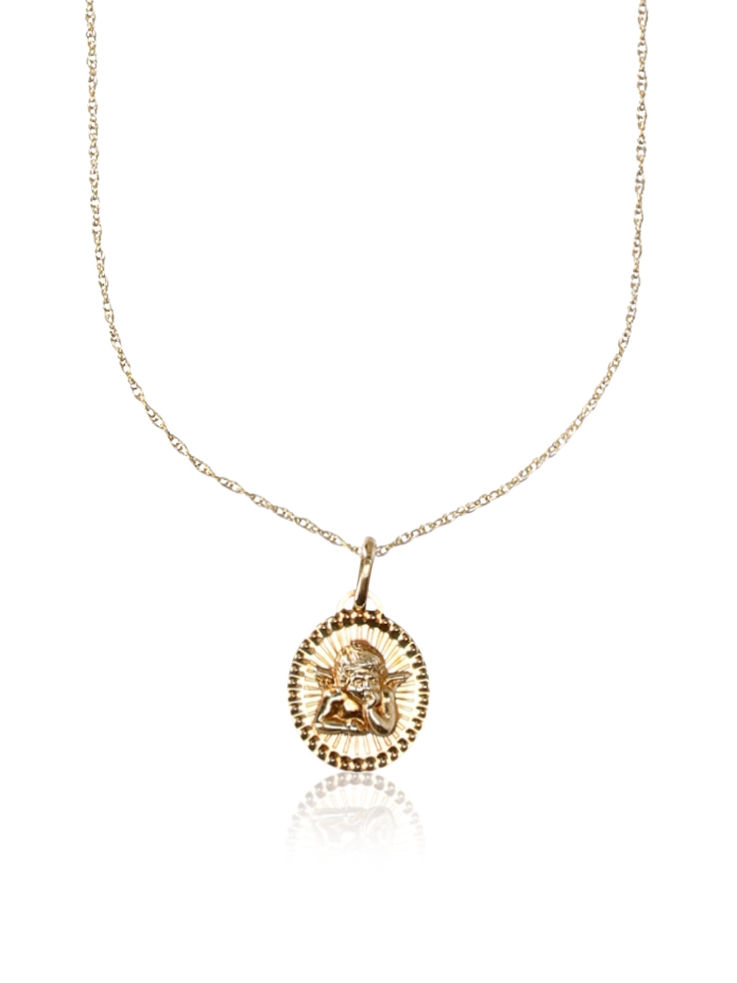 Brilliance- Women's Fine Jewelry Sterling Silver 14KT Gold Plated Guardian Angel Pendant, 18" Chain - Image 3