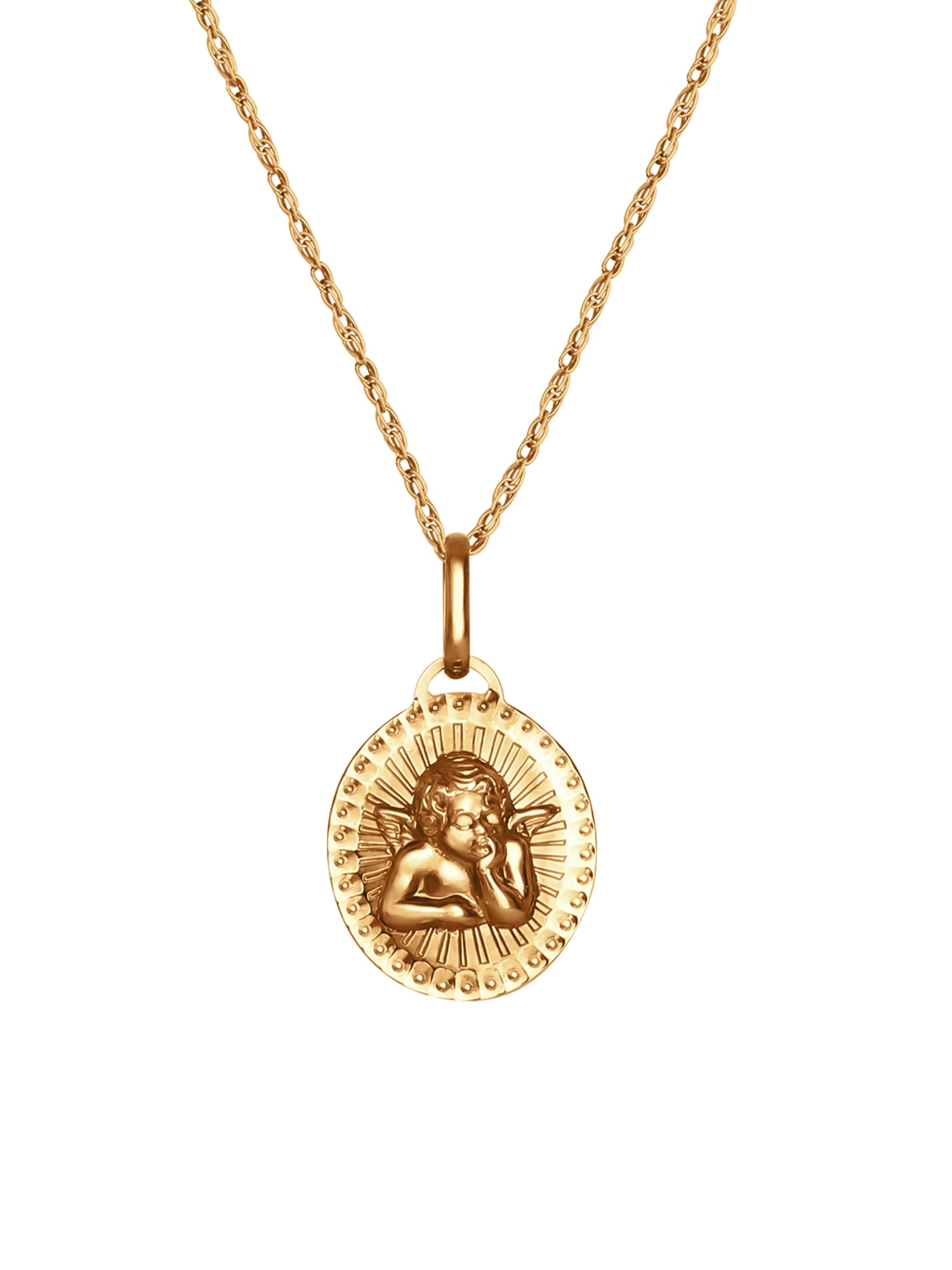 Brilliance- Women's Fine Jewelry Sterling Silver 14KT Gold Plated Guardian Angel Pendant, 18" Chain
