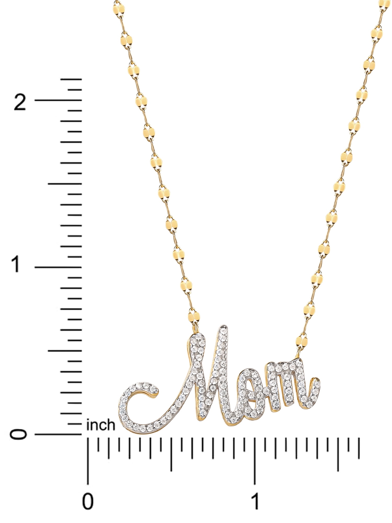 Brilliance Women's Gold and Rhodium Plated Sterling Silver Pave Mom CZ Necklace - Image 5