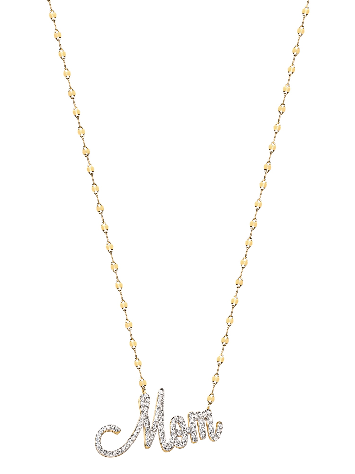 Brilliance Women's Gold and Rhodium Plated Sterling Silver Pave Mom CZ Necklace - Image 2
