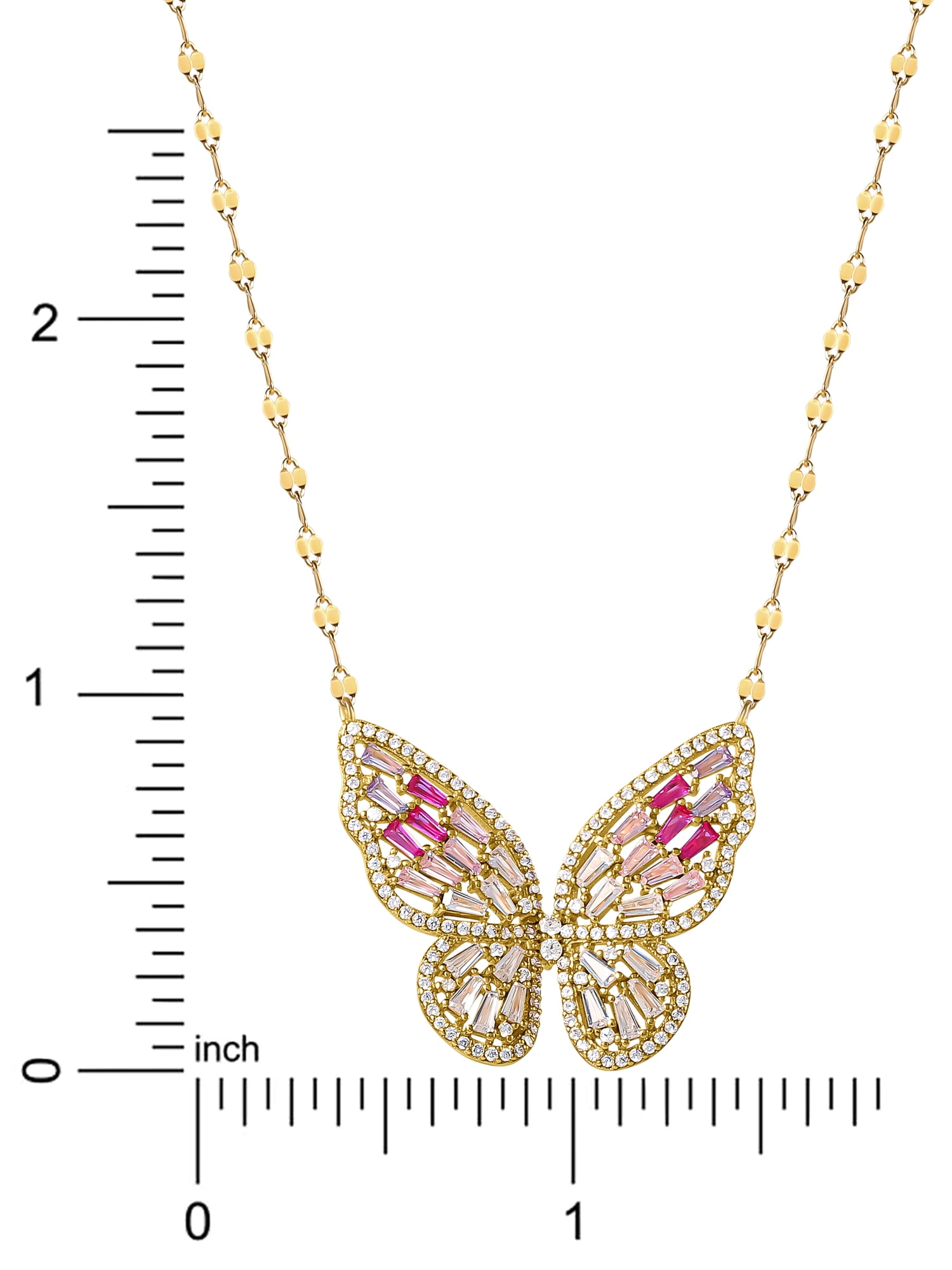 Brilliance Women's Jewelry Gold Plated Sterling Silver CZ Butterfly Necklace - Image 3