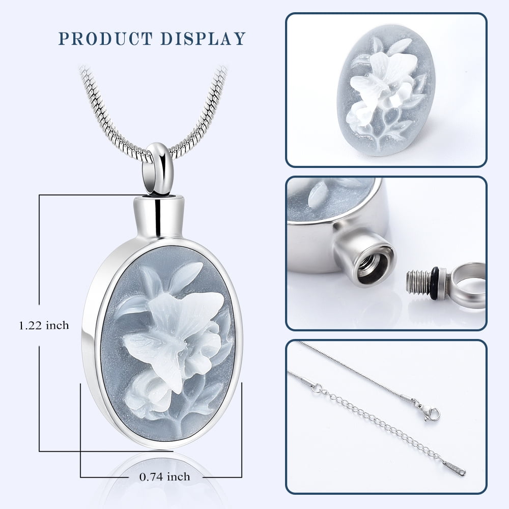 Butterfly Cremation Jewelry for Ashes Memorial Lockets Urn Necklace for Ashes Pendants Stainless Steel Keepsake Jewelry for Ashes - Image 2