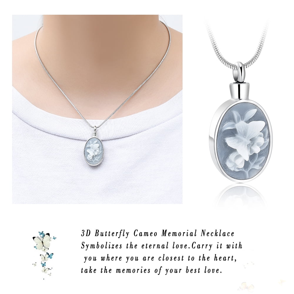 Butterfly Cremation Jewelry for Ashes Memorial Lockets Urn Necklace for Ashes Pendants Stainless Steel Keepsake Jewelry for Ashes - Image 3