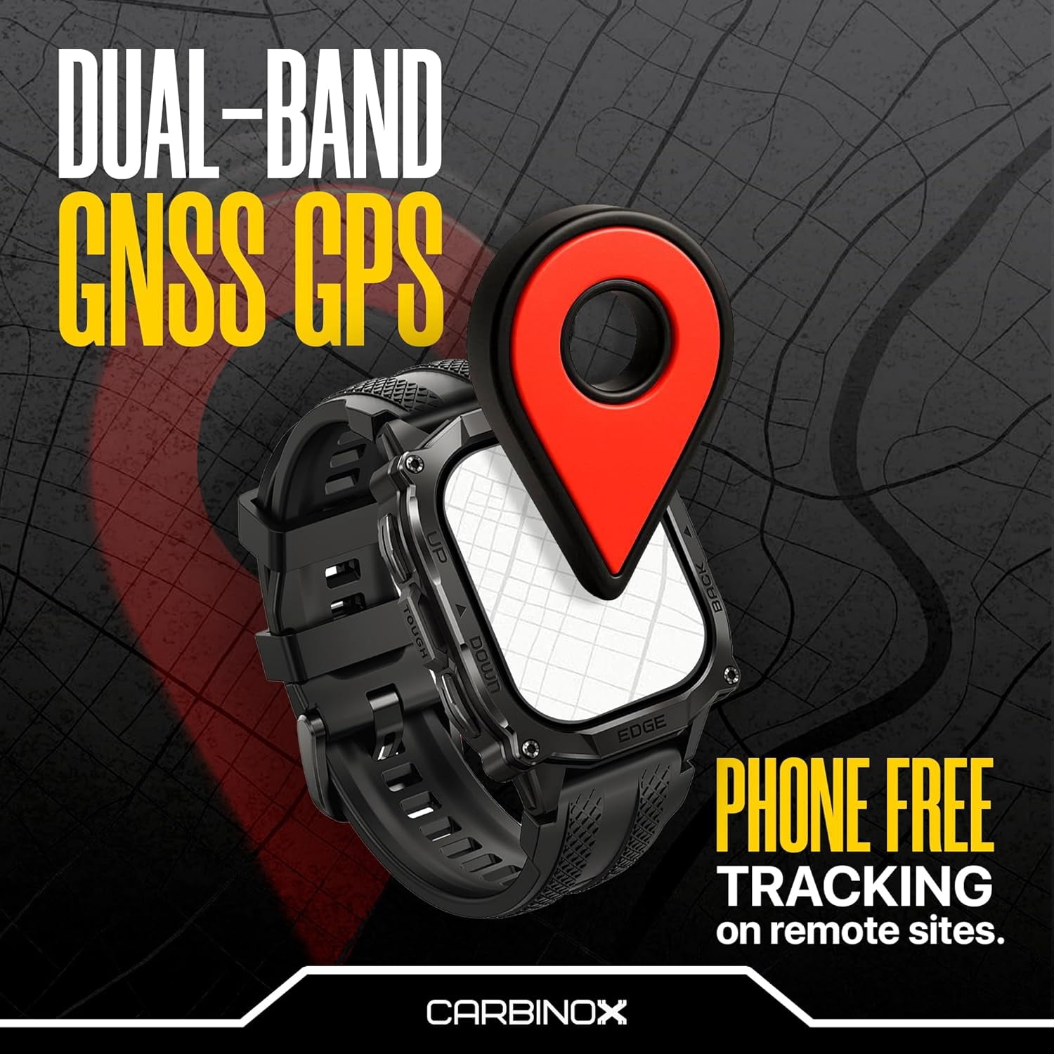 Carbinox Edge Smart Watch Rugged, 1.96″ AMOLED, Stainless Steel, IP69K/5ATM Fitness trackers, Dual-Band GNSS, 500mAh, Bluetooth Calls, Smart Watch for Android Phones iOS (Black) - Image 3