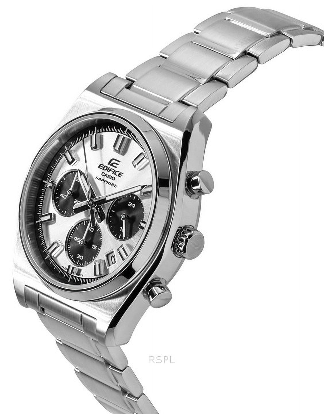 Casio Edifice Analog Chronograph Stainless Steel Silver Dial Quartz EFB-730D-7AV 100M Men's Watch - Image 3