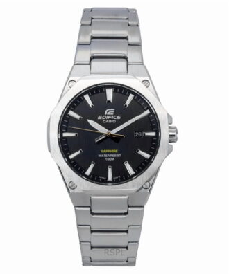 Casio Edifice Men's Slim Black Dial Stainless Steel Watch EFR-S108D-1A