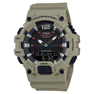 Casio Men's Analog-Digital World Time Watch, Beige - HDC700-3A3V