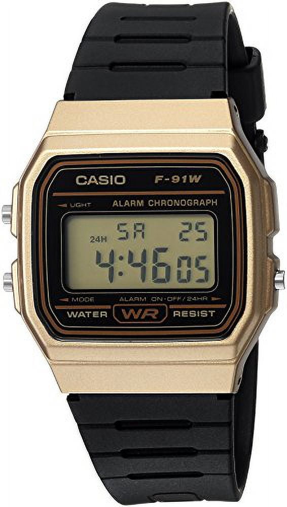 Casio Men's Casual Digital Black Resin Sport Watch, Gold Case F91WM-9A - Image 3