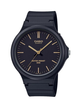 Casio Men's Classic Analog Watch, Black/Gold Accents - MW240-1E2V