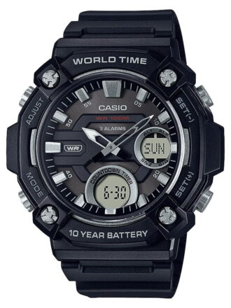 Casio Men's Heavy Duty Analog-Digital World Time Watch AEQ120-1AV