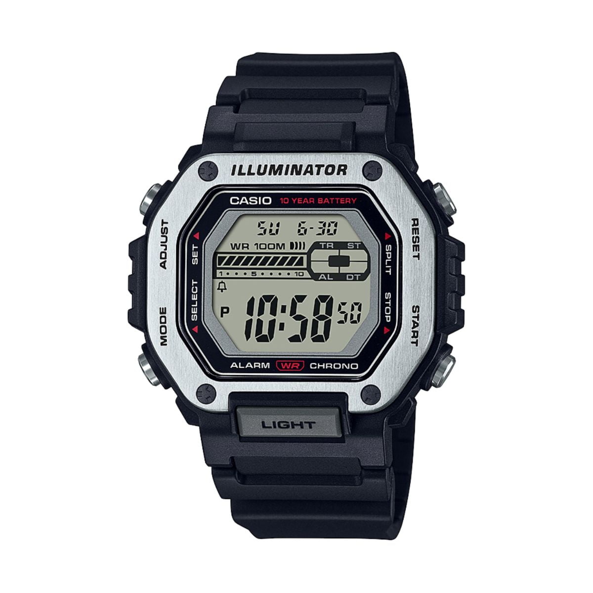 Casio Men's Stainless Steel Bezel Digital Sport Watch, Black MWD-110H-1AV