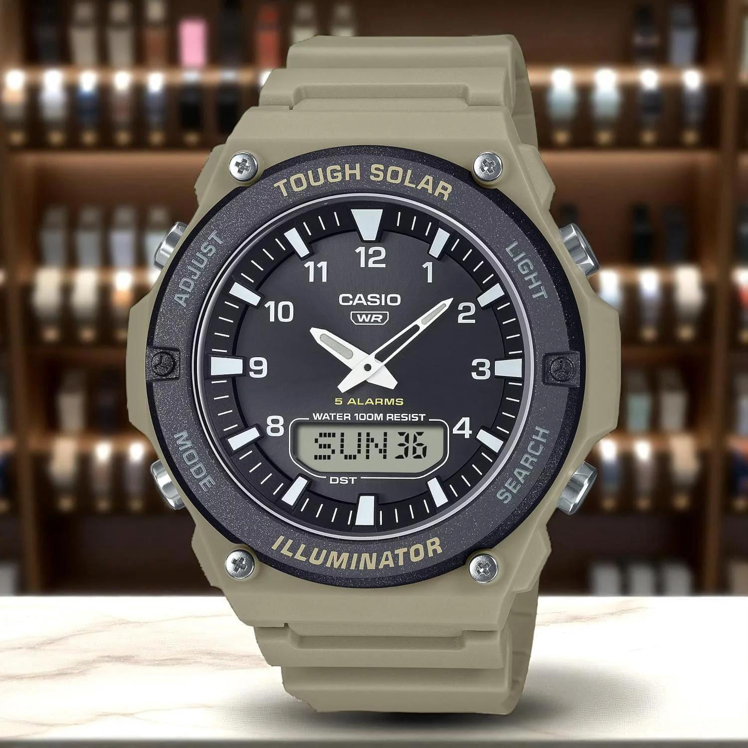 Casio Men's Tan Solar Powered Analog-Digital 100mm Casual Watch AQS820W-5AV - Image 3