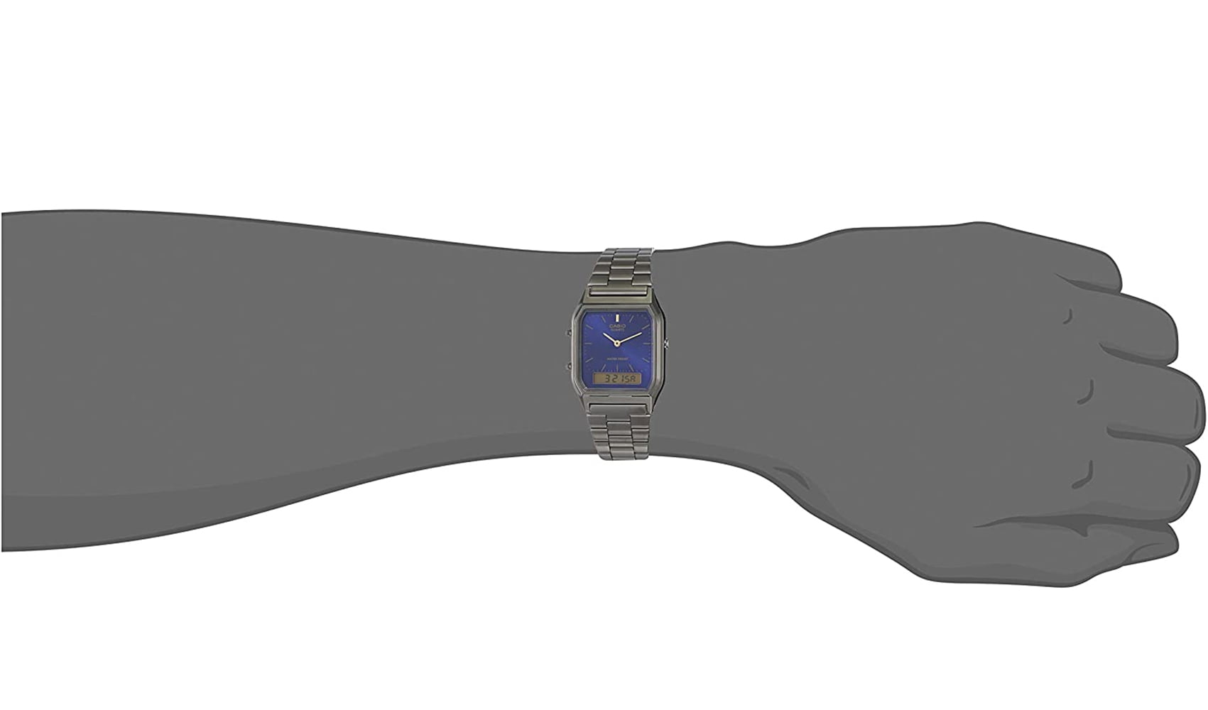 Casio Men's Vintage Ana-Digi Quartz Blue Dial Stainless Steel Watch AQ230GG-2A - Image 2
