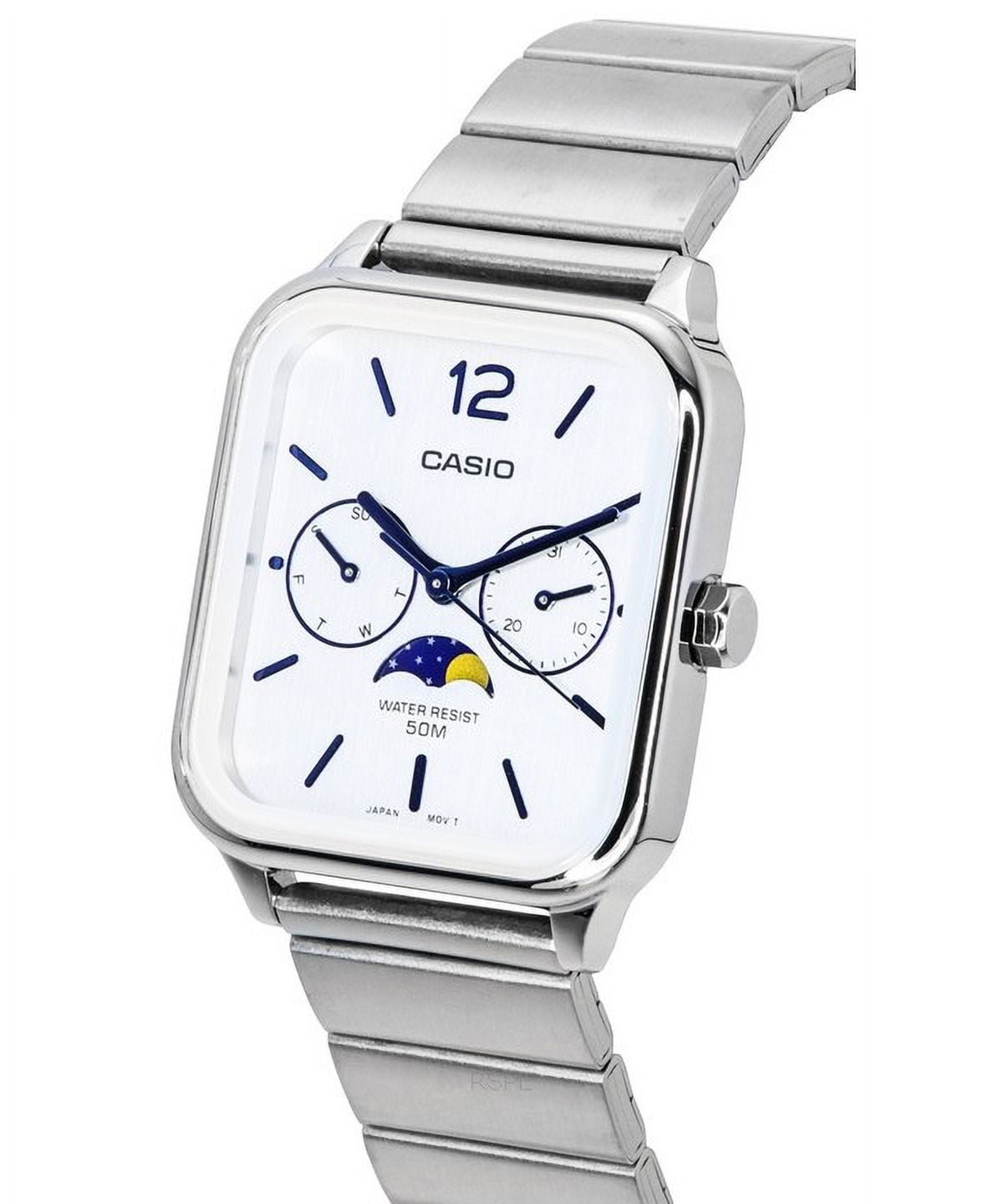 Casio Standard Analog Moon Phase Silver Dial Quartz MTP-M305D-7A Men's Watch - Image 3