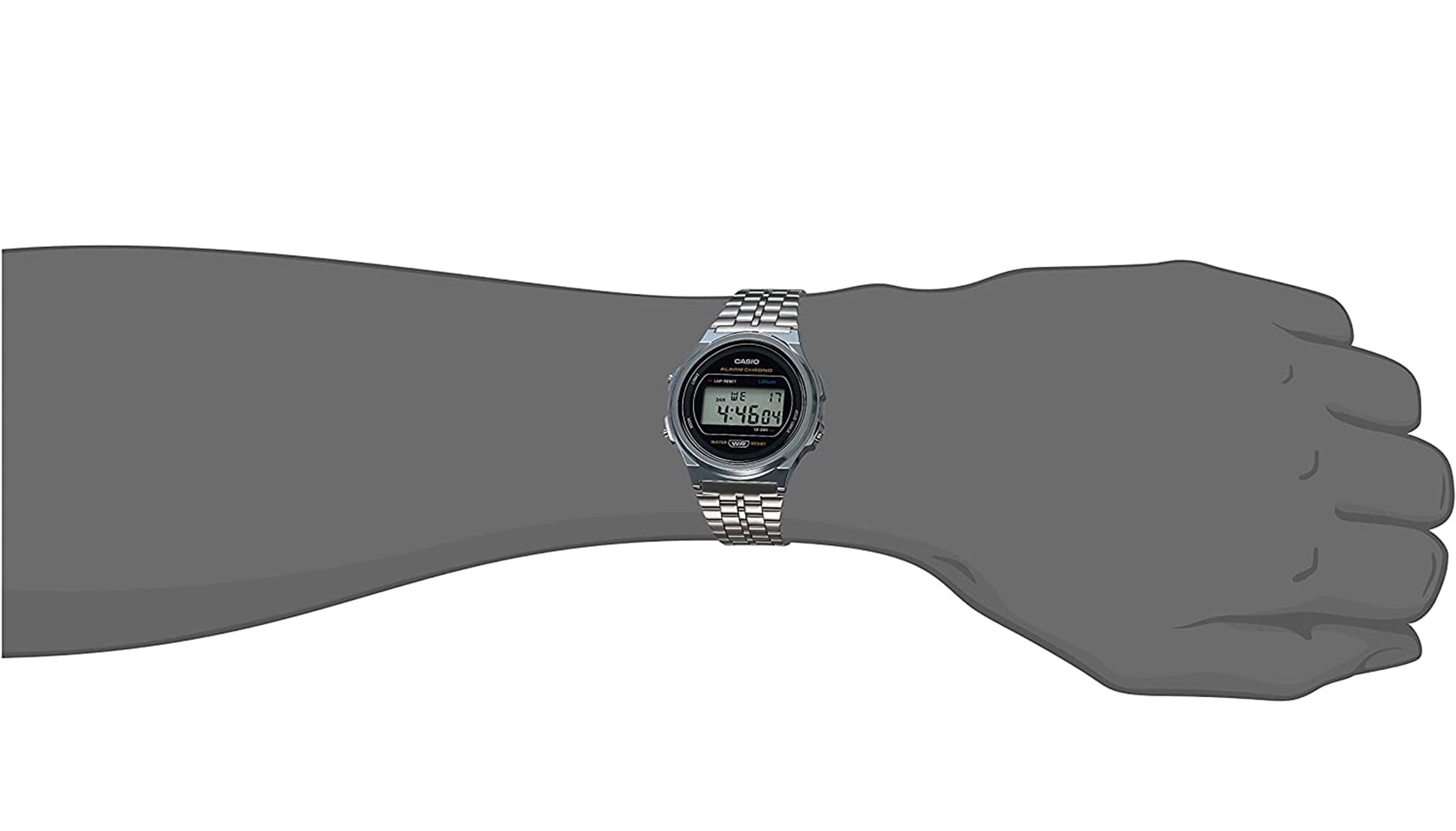 Casio Unisex Classic Digital Watch with Stainless Steel Bracelet A171WE-1A - Image 4