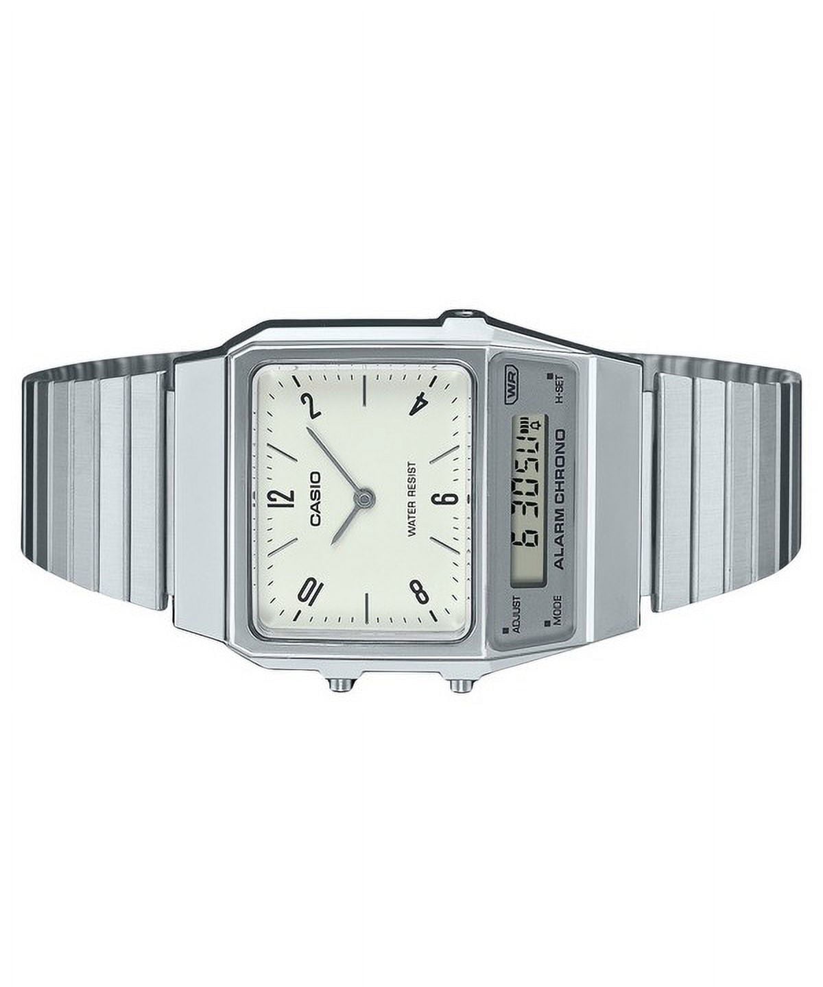 Casio Vintage Analog Digital Dual Time Stainless Steel Bracelet White Dial Quartz AQ-800E-7A2 Unisex Watch - Image 2