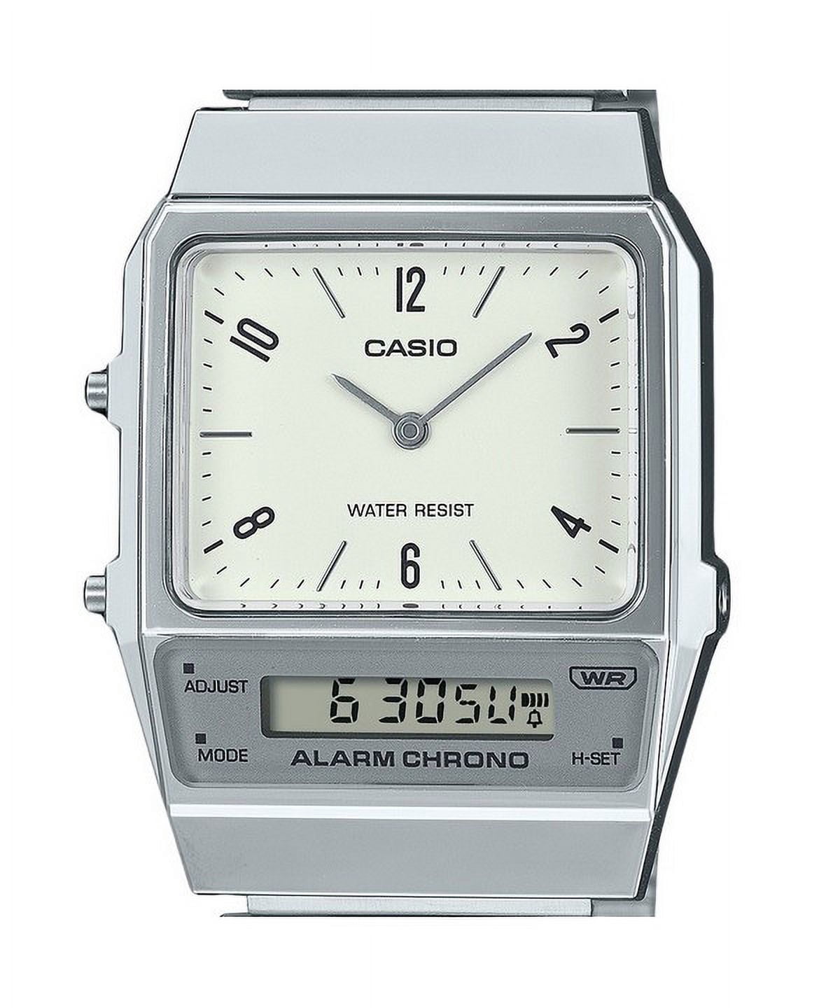 Casio Vintage Analog Digital Dual Time Stainless Steel Bracelet White Dial Quartz AQ-800E-7A2 Unisex Watch - Image 3