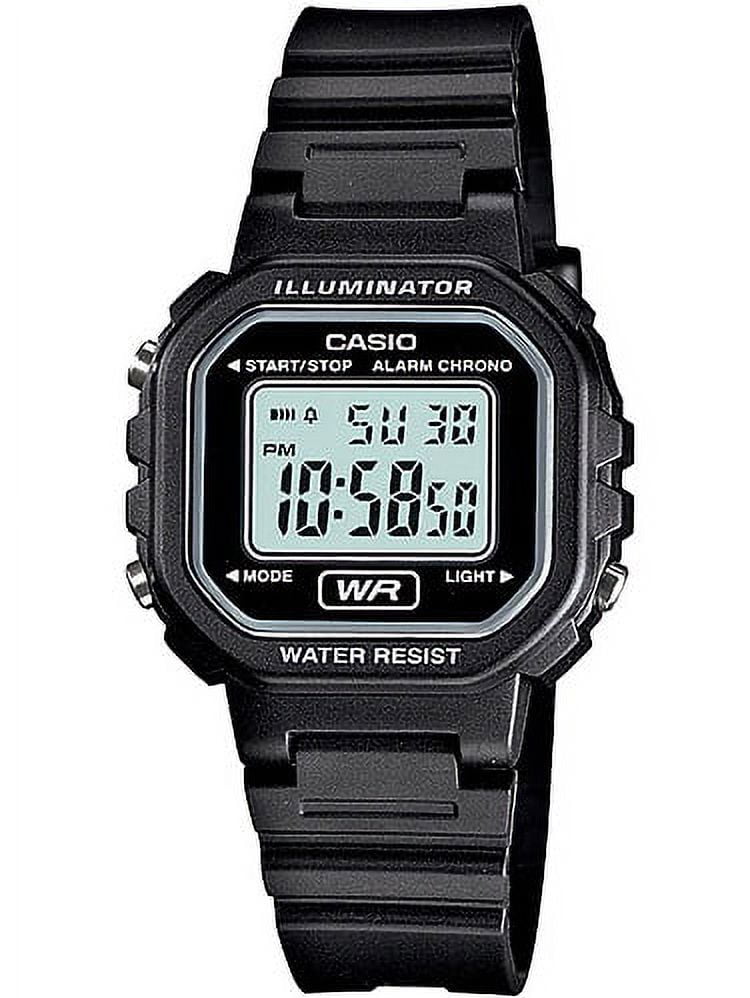 Casio Women's Digital Casual Watch, Black/White LA20WH-1A