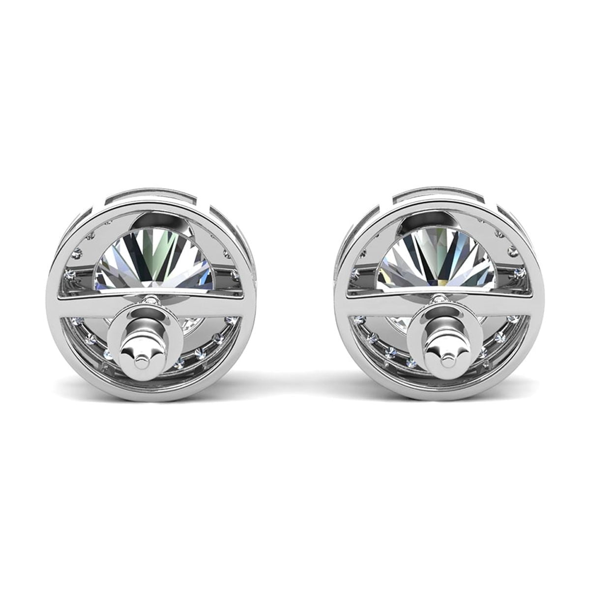Cate & Chloe Ariel 18k White Gold Plated Silver Halo Stud Earrings with Simulated Diamonds for Women - Image 5