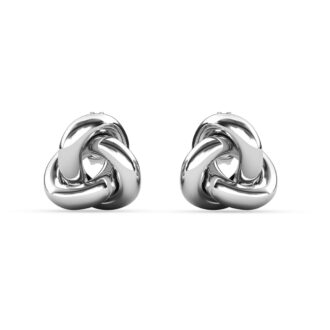 Cate & Chloe Ashley 18k White Gold Plated Knot Stud Earrings, Gift for Women