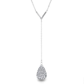 Cate & Chloe Ava 925 Sterling Silver Teardrop Y Necklace With Simulated Diamond Crystals for Women