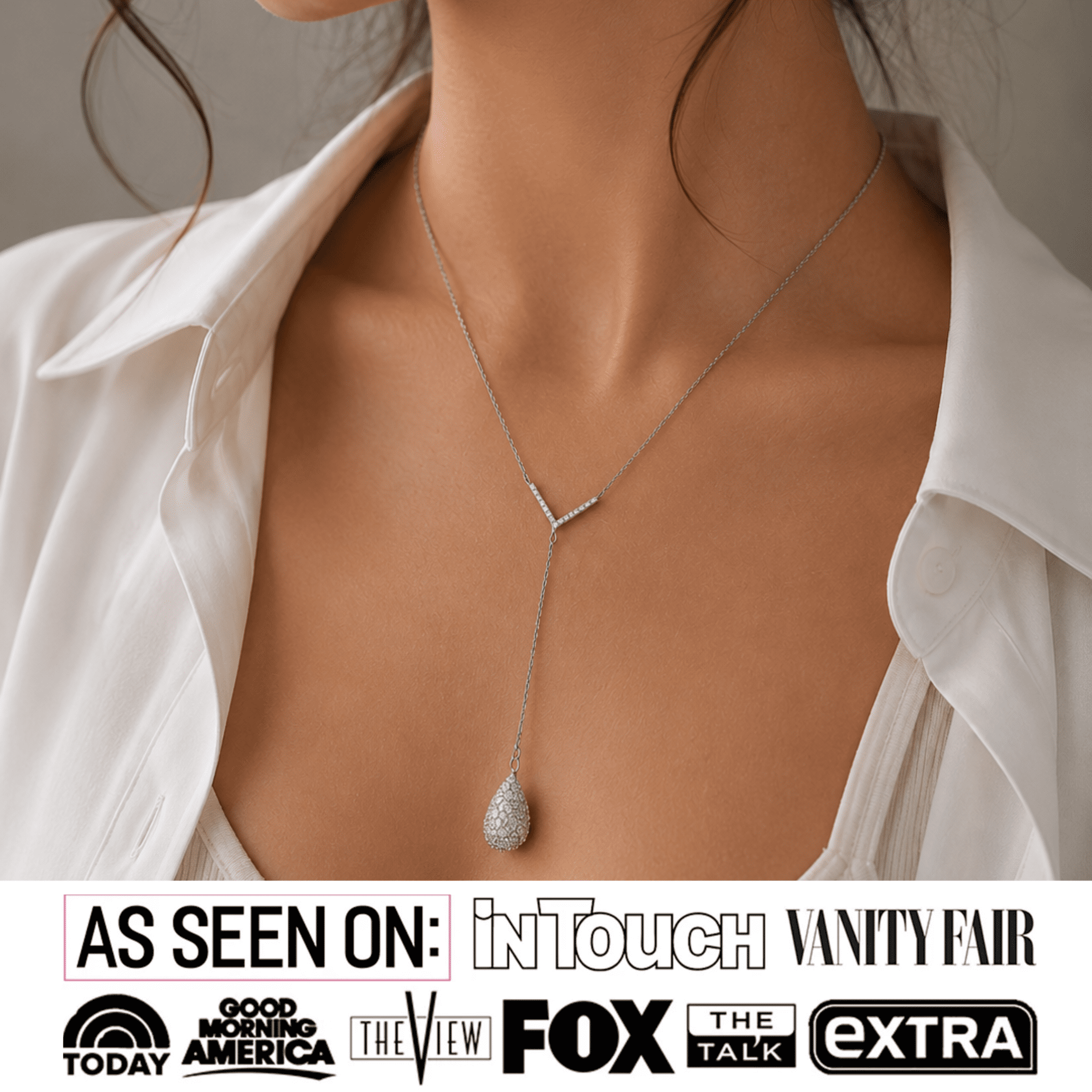 Cate & Chloe Ava 925 Sterling Silver Teardrop Y Necklace With Simulated Diamond Crystals for Women - Image 5