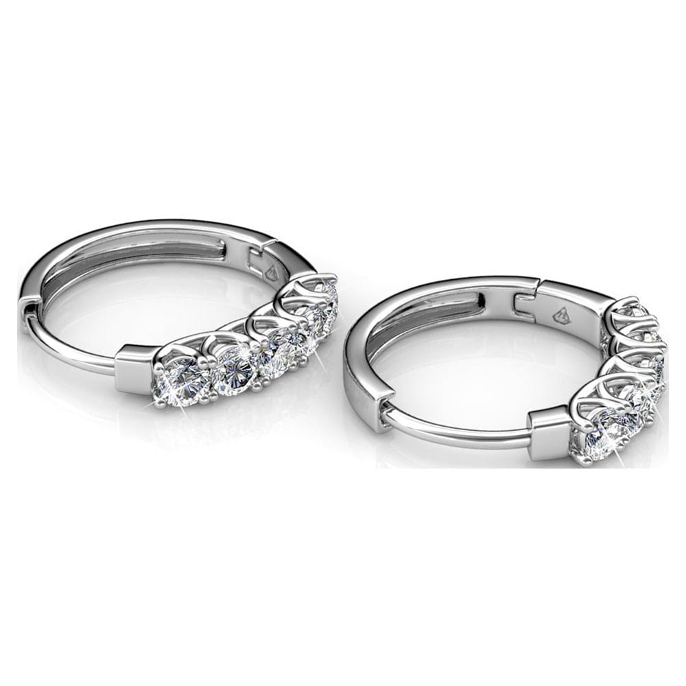 Cate & Chloe Bethany 18k White Gold Plated 15mm Hoop Earrings with Swarovski Crystals for Women - Image 3