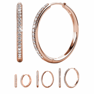 Cate & Chloe Bianca 18k Rose Gold Plated 25mm Hoop Earrings with Swarovski Crystals for Women