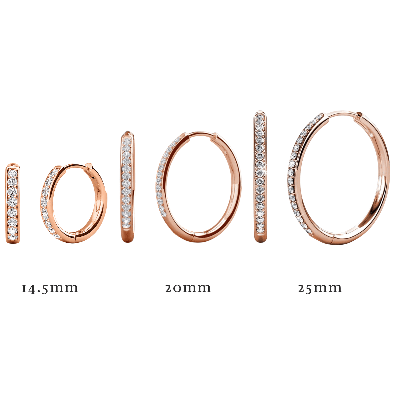 Cate & Chloe Bianca 18k Rose Gold Plated 25mm Hoop Earrings with Swarovski Crystals for Women - Image 4