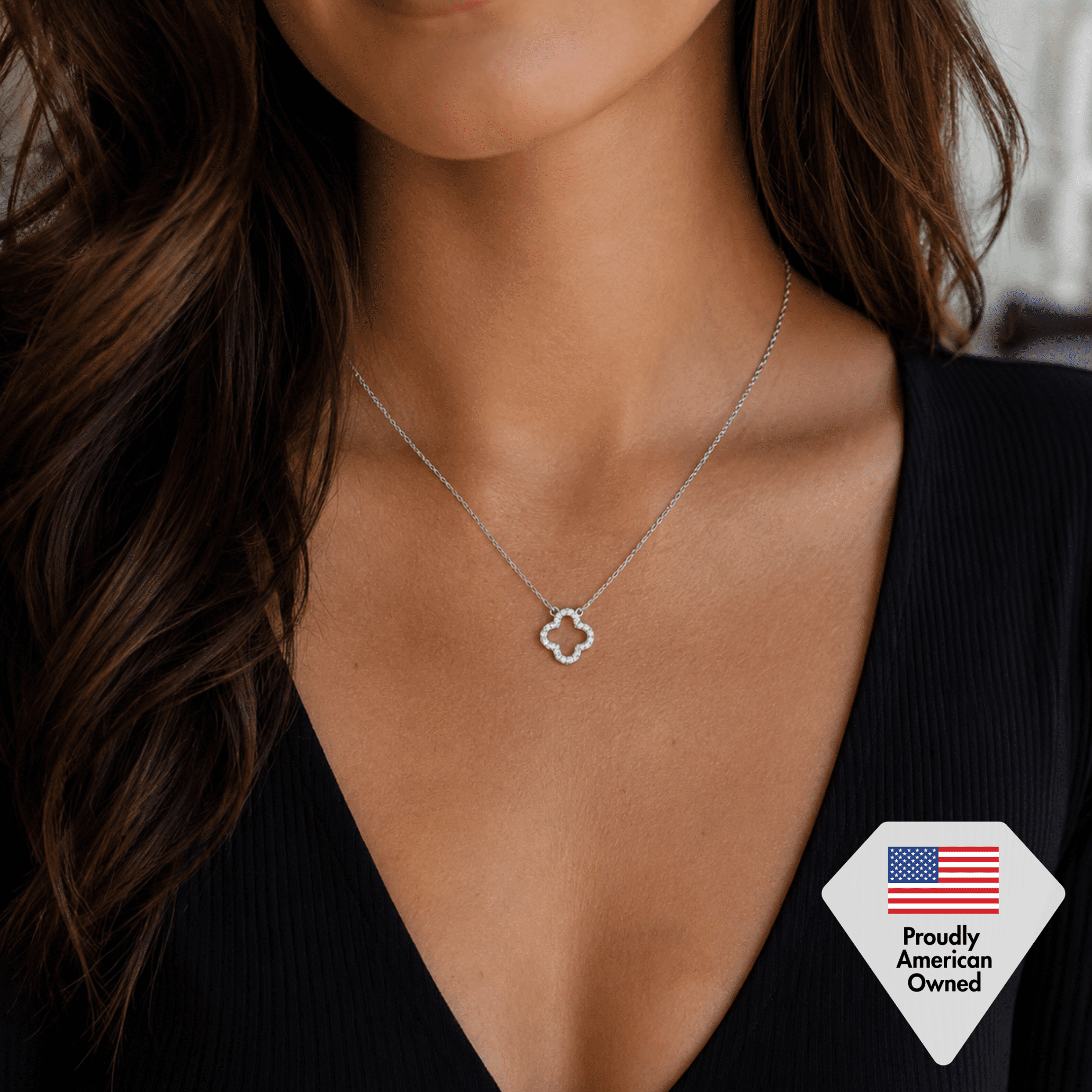 Cate & Chloe Cassandra 18k White Gold Plated Pendant Necklace with Swarovski Crystals for Women - Image 3