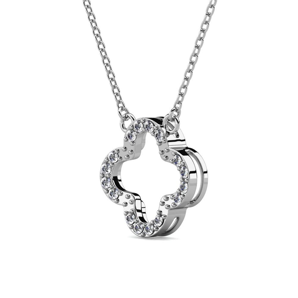 Cate & Chloe Cassandra 18k White Gold Plated Pendant Necklace with Swarovski Crystals for Women - Image 4
