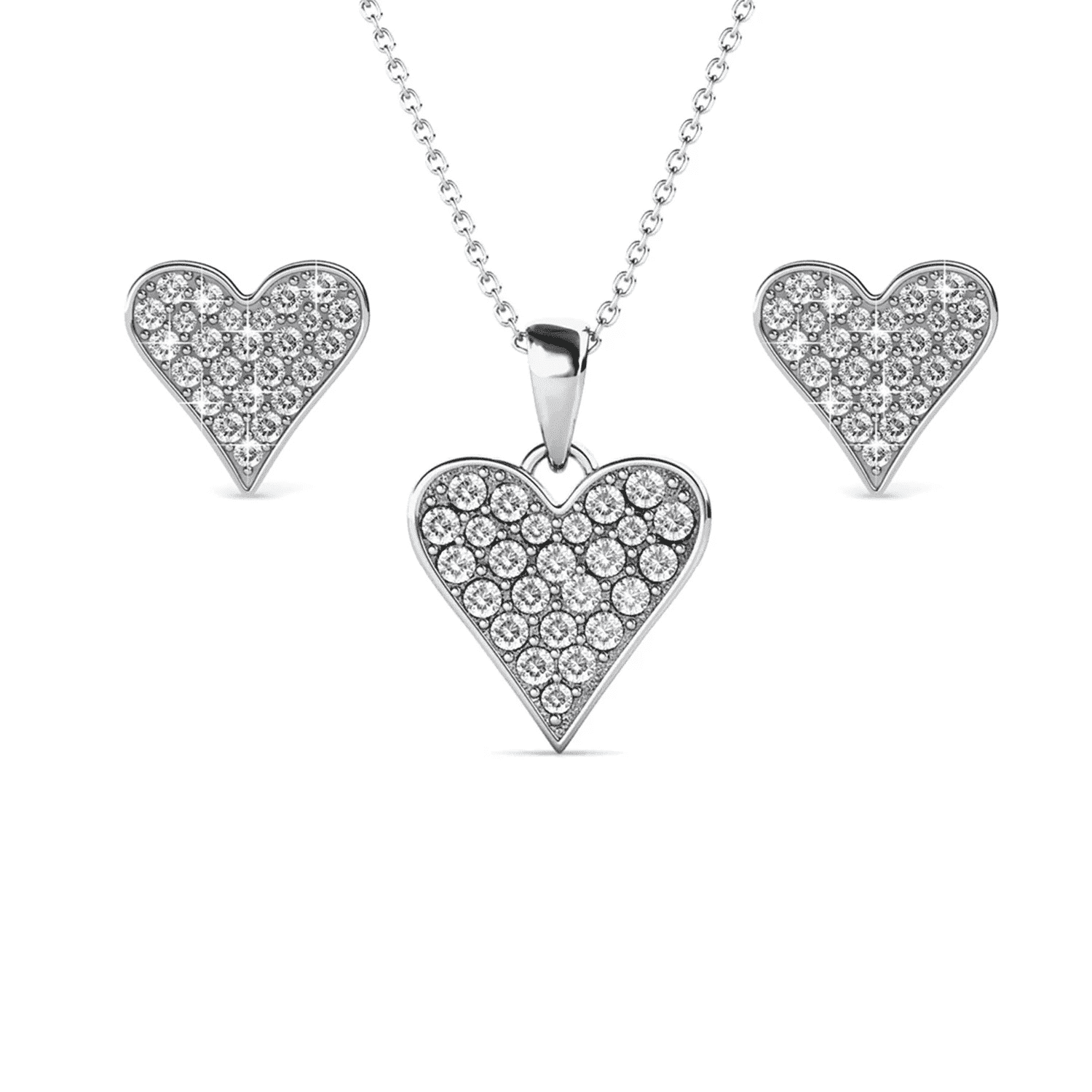 Cate & Chloe Cecilia 18k White Gold Plated Silver Jewelry Set with Swarovski Crystals for Women